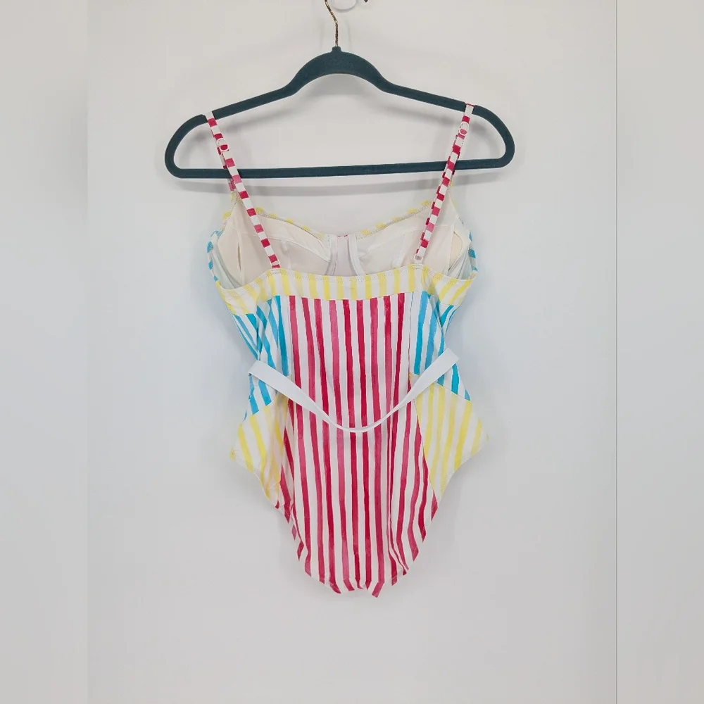 Solid & Striped The Spencer One Piece Colorblock Watercolor Stripe Swimsuit XL - Picture 10 of 12